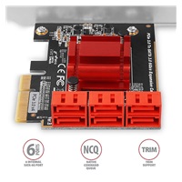 AXAGON PCES-SA6, PCIe řadič - 6x interní SATA 6G port, ASM1166, SP & LP