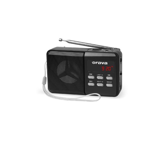 Orava RP-140 B přenosný rádiopřijímač, micro SD, USB vstup, výstup na sluchátka, displej, FM rádio, anténa, černá