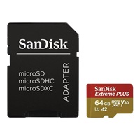 SanDisk micro SDXC karta 64GB Extreme PLUS (200 MB/s Class 10, UHS-I U3 V30) + adaptér – náhled 1