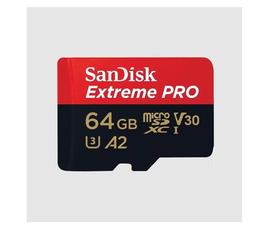 SanDisk micro SDXC karta 64GB Extreme PRO (200 MB/s Class 10, UHS-I U3 V30) + adaptér