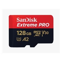 SanDisk micro SDXC karta 128GB Extreme PRO (200 MB/s Class 10, UHS-I U3 V30) + adaptér