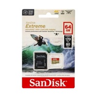 SanDisk micro SDXC karta 64GB Extreme Action Cams and Drones (170 MB/s Class 10, UHS-I U3 V30) + adaptér