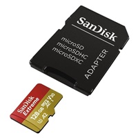 SanDisk micro SDXC karta 128GB Extreme Action Cams and Drones (190 MB/s Class 10, UHS-I U3 V30) + adaptér