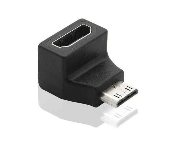 PremiumCord adaptér Mini HDMI C - HDMI  (M/F), zahnutý 90°