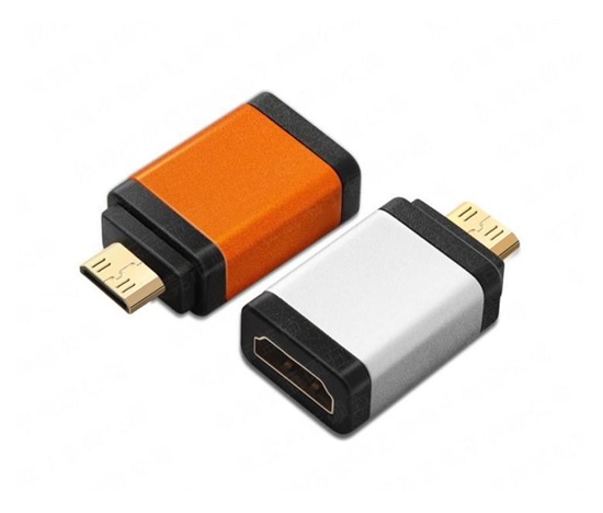 PremiumCord adaptér HDMI A - mini HDMI C (F/M), oranžová