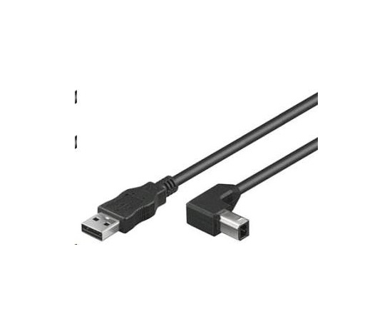 PREMIUMCORD Kabel USB 2.0 A-B propojovací 0.5m - zahnutý B konektor 90°