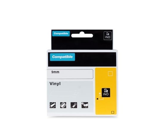 Xerox kompatibilní páska s DYMO 18443, 9mm x 5,5m, černý tisk / bílý podklad, RHINO, vinylová - ALLPRINT