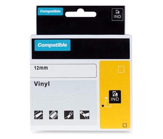 Xerox kompatibilní páska s DYMO 8432, 12mm x 5,5m, černý tisk / žlutý podklad, RHINO, vinylová - ALLPRINT