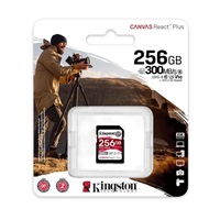 Kingston SDXC karta 256GB Canvas React Plus SDXC UHS-II 300R/260W U3 V90 for Full HD/4K/8K