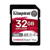 Kingston SDHC karta 32GB Canvas React Plus SDHC UHS-II 300R/260W U3 V90 for Full HD/4K/8K