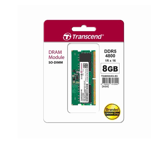 TRANSCEND SODIMM DDR5 16GB 4800MHz 1Rx8 2Gx8 CL40 1.1V