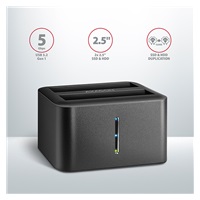 AXAGON ADSA-D25, USB 3.2 Gen 1 - 2x SATA 6G 2.5" SSD/HDD CLONE MINI dokovací stanice