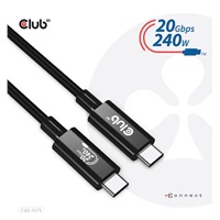Club3D kabel USB4 Gen2x2 Typ-C, Oboustranný USB-IF Certifikovaný data kabel, Data 20Gbps, PD 240W(48V/5A) EPR M/M 2m