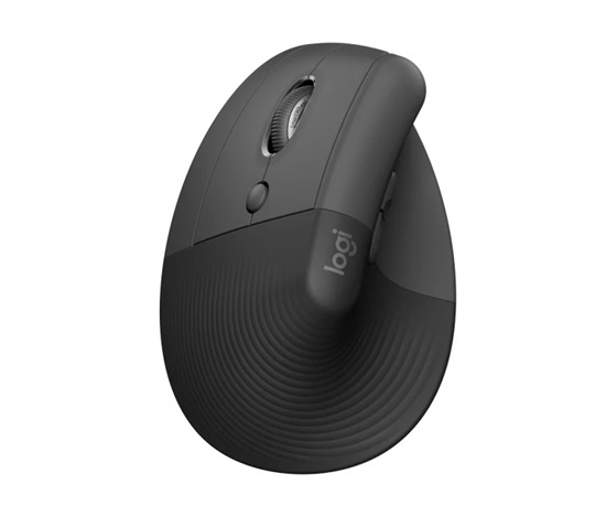 Logitech Lift Vertikální ergonomická myš pro Business, pro leváky, 2.4GHZ/BT, graphite/black