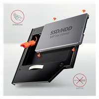 AXAGON RSS-CD09 rámeček pro 2.5" SSD/HDD do DVD slotu, 9.5 mm, LED, hliník
