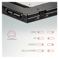 AXAGON RSS-CD09 rámeček pro 2.5" SSD/HDD do DVD slotu, 9.5 mm, LED, hliník