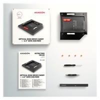 AXAGON RSS-CD09 rámeček pro 2.5" SSD/HDD do DVD slotu, 9.5 mm, LED, hliník