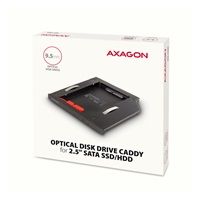 AXAGON RSS-CD09 rámeček pro 2.5" SSD/HDD do DVD slotu, 9.5 mm, LED, hliník