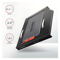 AXAGON RSS-CD12 rámeček pro 2.5" SSD/HDD do DVD slotu, 12.7 mm, LED, hliník