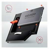 AXAGON RSS-CD12 rámeček pro 2.5" SSD/HDD do DVD slotu, 12.7 mm, LED, hliník