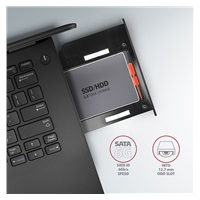 AXAGON RSS-CD12 rámeček pro 2.5" SSD/HDD do DVD slotu, 12.7 mm, LED, hliník