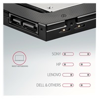 AXAGON RSS-CD12 rámeček pro 2.5" SSD/HDD do DVD slotu, 12.7 mm, LED, hliník