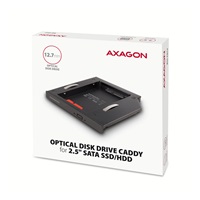 AXAGON RSS-CD12 rámeček pro 2.5" SSD/HDD do DVD slotu, 12.7 mm, LED, hliník