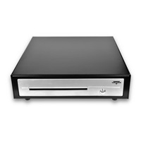 Virtuos pokladní zásuvka C430D - s kabelem, kovové držáky, nerez panel, 9-24V, černá