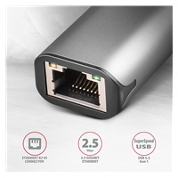 AXAGON ADE-25RC USB-C 3.2 Gen 1 - 2.5 Gigabit Ethernet síťová karta, Realtek 8156, auto install, šedá