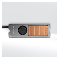 AXAGON CLR-M2FAN, měděný chladič s ventilátorem pro jedno i oboustranný M.2 SSD disk, výška 13 mm