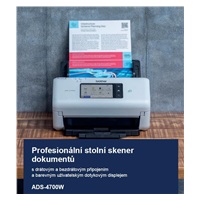 BROTHER skener ADS-4700W DUALSKEN A4 40pppm/80dual 600x600 60ADF USB LAN WIFI - display 10.5cm