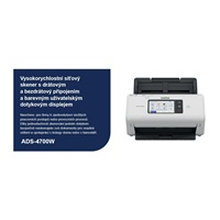 BROTHER skener ADS-4700W DUALSKEN A4 40pppm/80dual 600x600 60ADF USB LAN WIFI - display 10.5cm