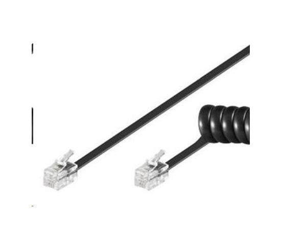 PremiumCord Kabel telefonní sluchátkový kroucený 4 žíly 4m - černý