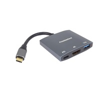PremiumCord adaptér USB-C na HDMI, USB3.0,  PD, rozlišení 4K a FULL HD 1080p