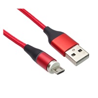 PREMIUMCORD Magnetický micro USB a USB-C nabíjecí a datový kabel 1m, červený