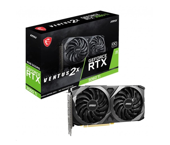 BAZAR - MSI VGA NVIDIA GeForce RTX 3060 Ti VENTUS 2X 8G OCV1 LHR, RTX 3060 Ti, 8GB GDDR6, 3xDP, 1xHDMI - Po opravě (Bez