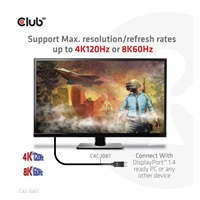 Club3D kabel DP 1.4 na HDMI, 4K120Hz nebo 8K60Hz HDR10, M/M, 3m