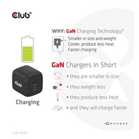 Club3D cestovní nabíječka PPS 45W GAN technologie, Dual port USB Type-C, Power Delivery(PD) 3.0 Support