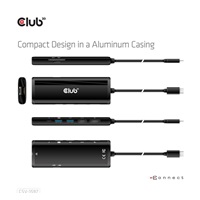 Club3D Dokovací stanice USB-C, 8-in-1 MST Dual (1x HDMI/1x DP) 4K60Hz, Display Travel Dock