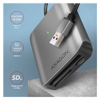 AXAGON CRE-S3, USB-A 3.2 Gen 1 - SUPERSPEED čtečka karet, 3-slot & lun SD/microSD/CF, podpora UHS-II