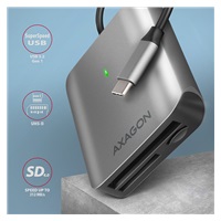 AXAGON CRE-S3C, USB-C 3.2 Gen 1 - SUPERSPEED čtečka karet, 3-slot & lun SD/microSD/CF, podpora UHS-II