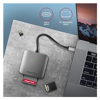 AXAGON CRE-S3C, USB-C 3.2 Gen 1 - SUPERSPEED čtečka karet, 3-slot & lun SD/microSD/CF, podpora UHS-II