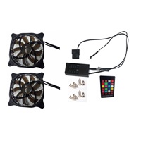 EUROCASE ventilátor RGB 120mm (spot Led), set 2ks + controller