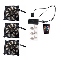 EUROCASE ventilátor RGB 120mm (spot Led), set 3ks + controller