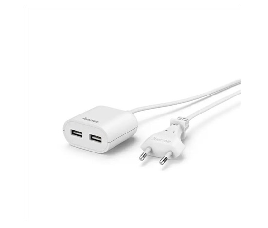 Hama dvojitá síťová nabíječka USB s kabelem 1,9m, 2,4A