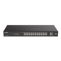 D-Link DGS-1100-26MPV2 26-Port PoE+ Gigabit Smart Managed Switch, 24x PoE gigabit, 2x RJ45/SFP, PoE budget 370W