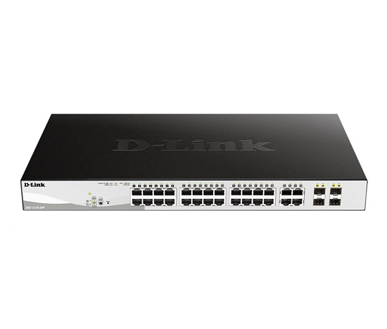 D-Link DGS-1210-24P 28-port Smart PoE Switch, 24x GbE PoE+, 4x RJ45/SFP, PoE 193W