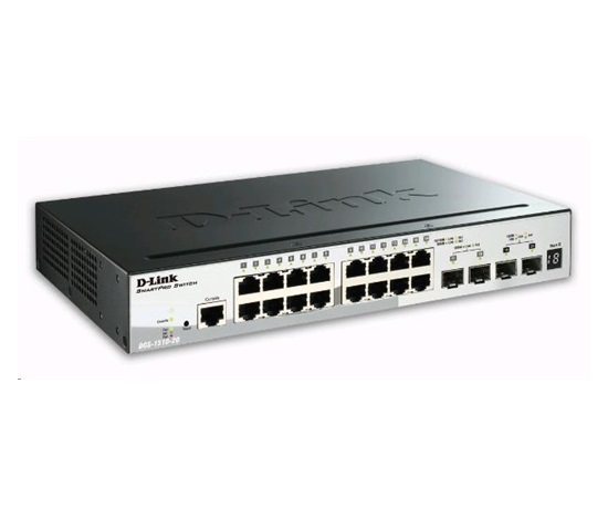 D-Link DGS-1510-20 20-Port Gigabit Stackable SmartPro Switch, 16x gigabit RJ45, 2x 10G SFP+ port, 2x SFP port