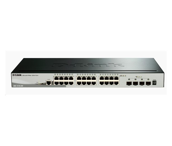 D-Link DGS-1510-28X 28-Port Gigabit Stackable Smart Managed Switch, 24x gigabit RJ45, 4x 10G SFP+