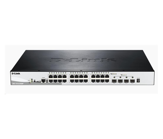 D-Link DGS-1510-28XMP 28-Port Gigabit Stackable PoE Smart Managed Switch including 4 10G SFP+, 370W PoE budget